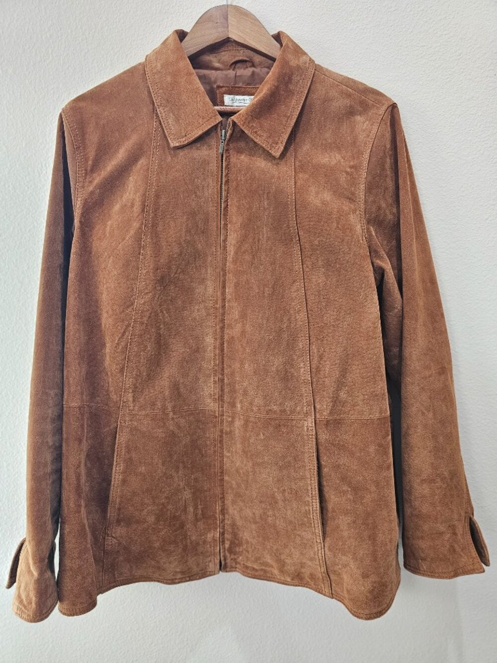 Coldwater Creek Women's 1X Brown Genuine Leather Suede Zip Jacket Coat Plus
